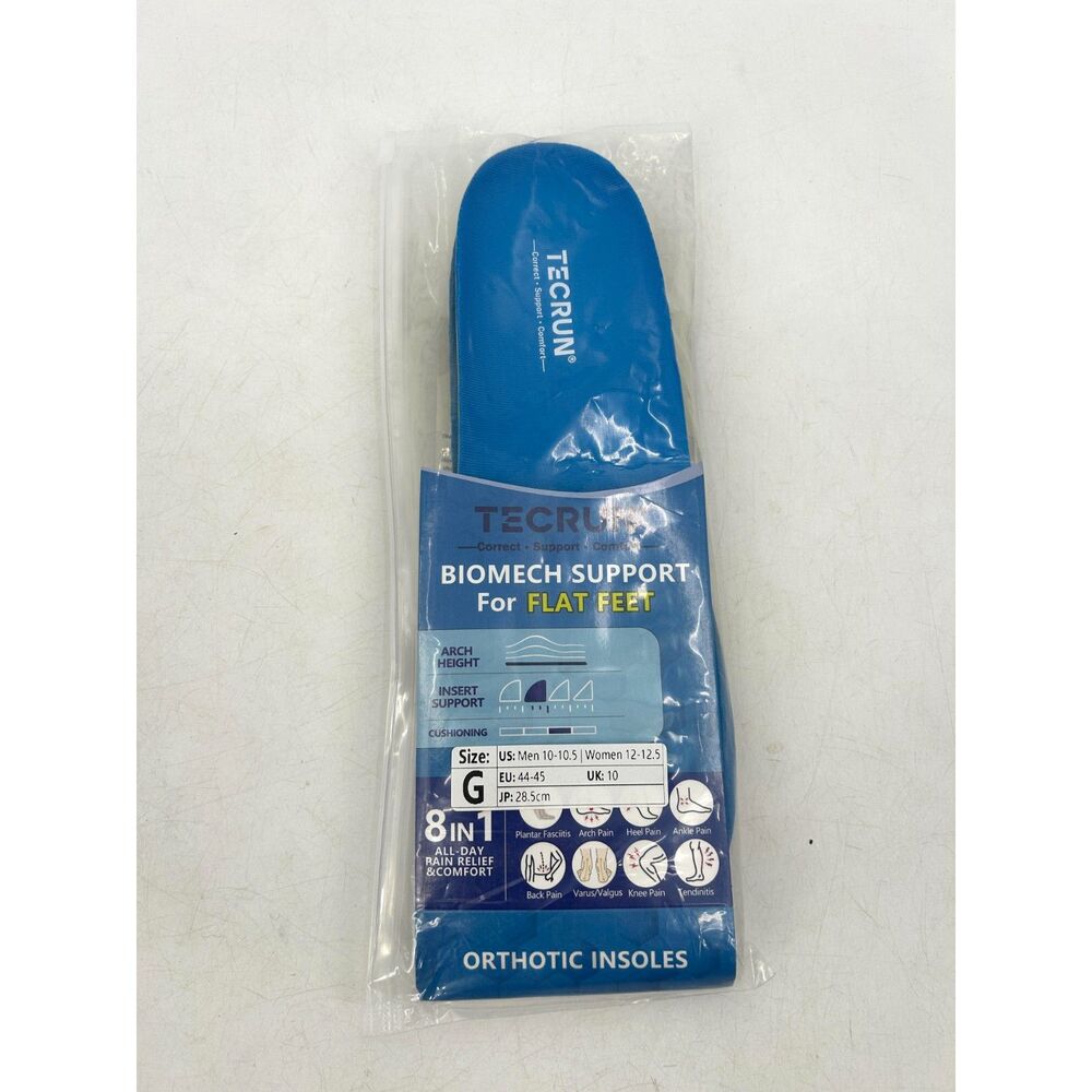 NWT TECRUN Flat Feet Arch Support Orthotic Shoe Insoles Size M 10 / W 12